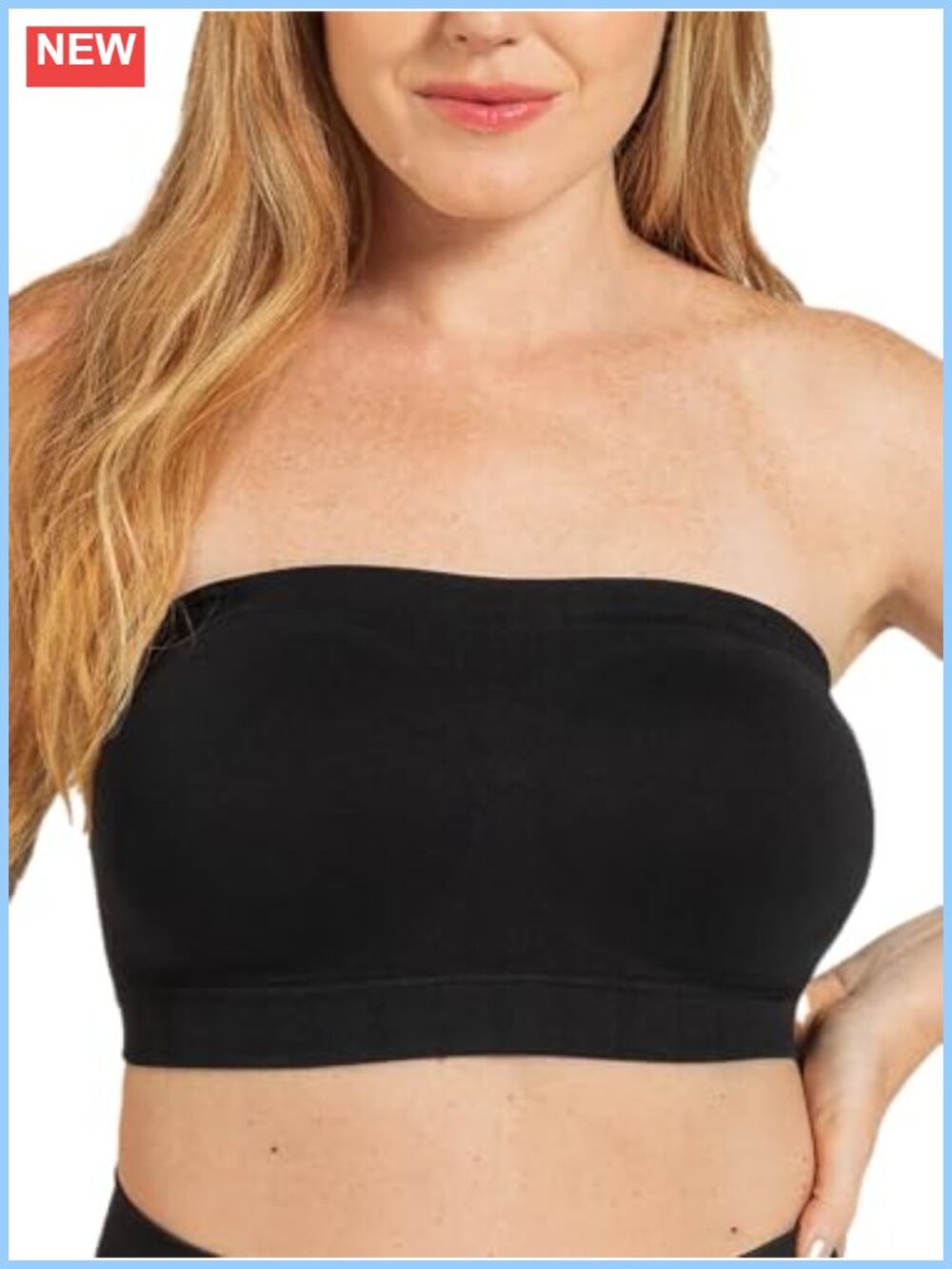 Strapless Wireless Bandeau Bra No-Slip Grip Sewn-in Molded Cups